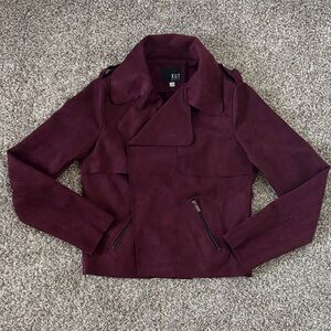Kut from the Kloth Women's Jacee Faux Suede Moto Jacket Burgundy Size S